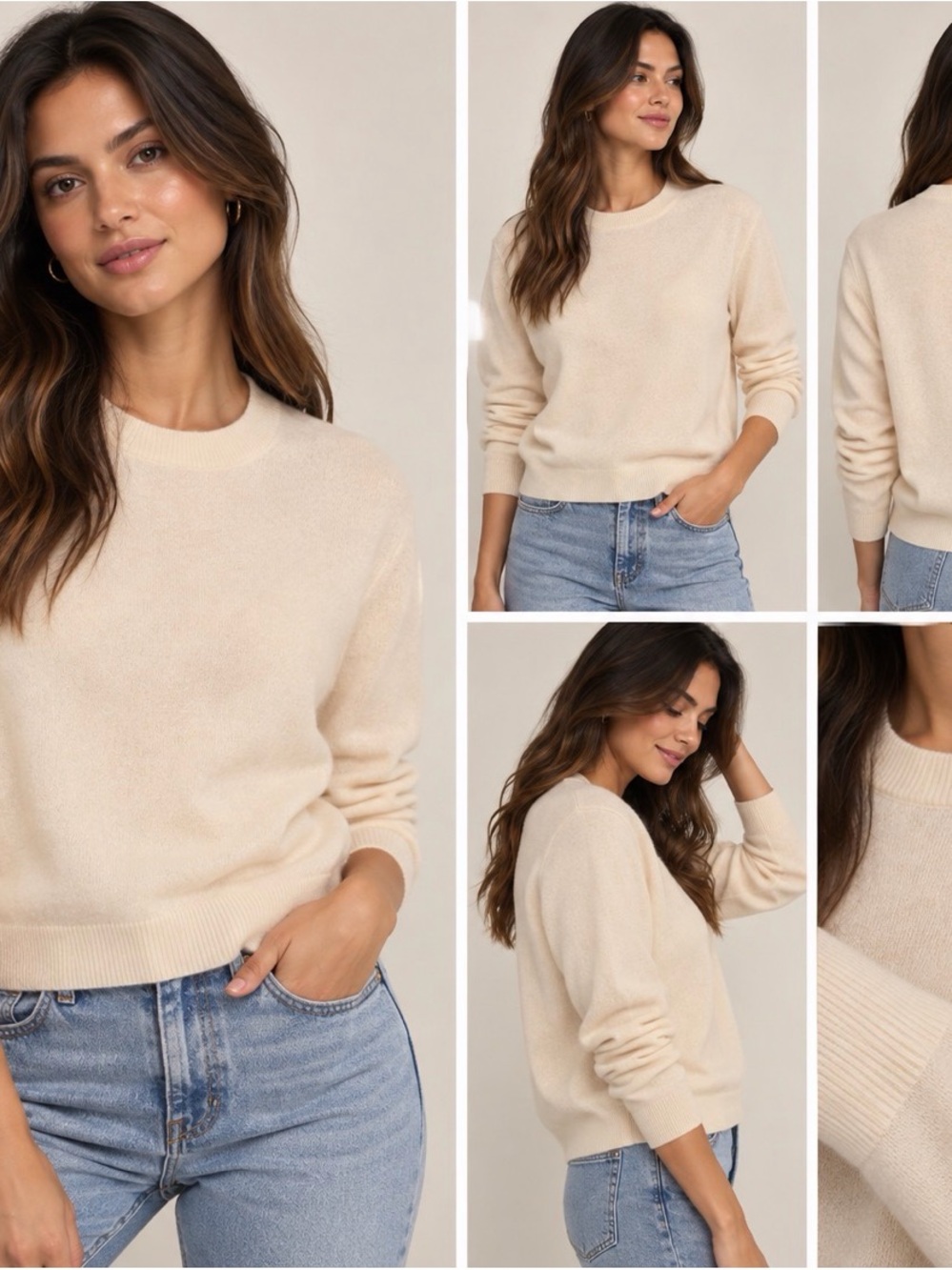 NWT Aritzia 100% Bare Cashmere Crewneck Sweater Cream